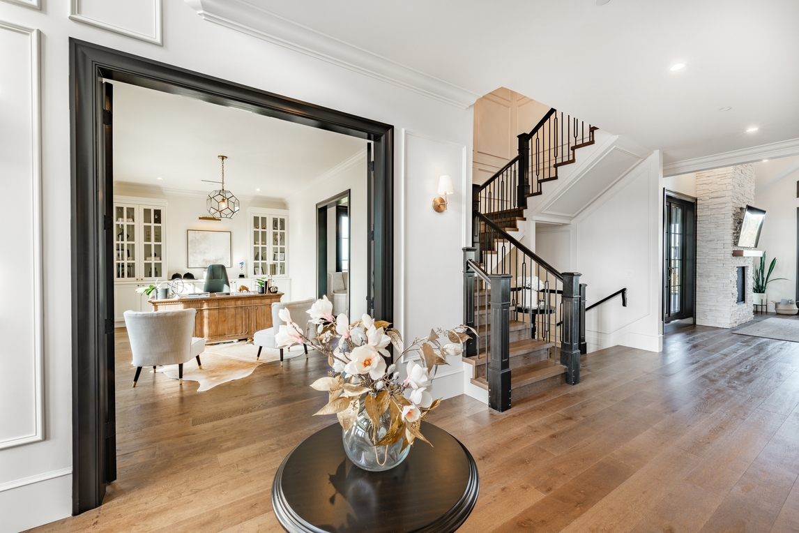 entry level of a home foyer with black detail