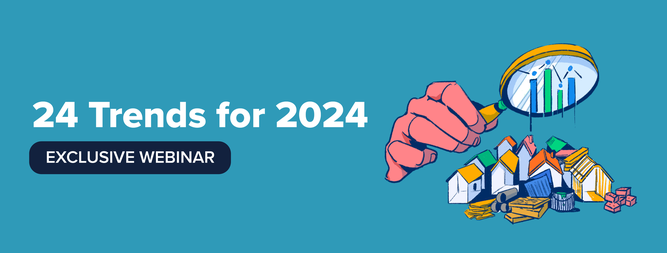 24 trends for 2024 magnifying glass over housing