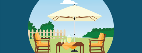 image of outdoor table with umbrella in backyard