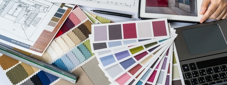design paint swatches and drawings