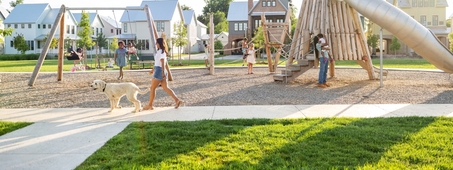 families at a park in a neighborhood 